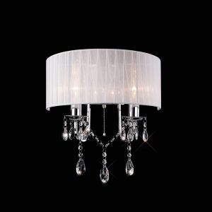 Olivia Wall Lamp Switched With White Shade 2 Light E14 Polished Chrome/Crystal