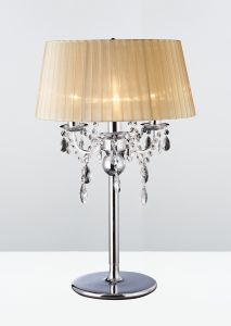 Olivia Table Lamp With Soft Bronze Shade 3 Light E14 Polished Chrome/Crystal