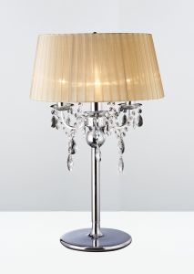 Olivia Crystal Table Lamp With Soft Bronze Shade 3 Light E14 Polished Chrome