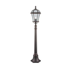 Capri - 1 Light Outdoor Post (Height 95cm), Rustic Brown, Clear Glass