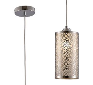 Charon Single Circle Pattern Pendant 1 Light E27 Polished Chrome