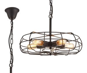 Claudia 47cm Pendant 5 Light E27 Black