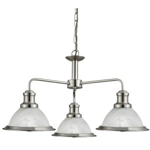 Bistro - 3 Light Ceiling, Satin Silver, Marble Glass