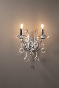 Bianco Wall Lamp Switched 2 Light E14 Polished Chrome/Crystal