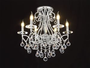 Bianco 61cm Ceiling 6 Light E14 Polished Chrome/Crystal