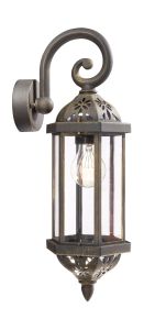 Algiers Down Wall Lamp 1 Light E27 IP44 Exterior Black  & Antique Gold Aluminium/Synthetic