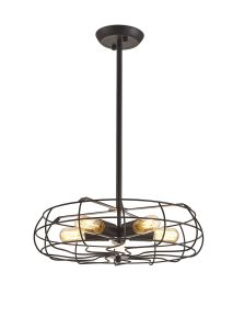 Claudia Fixed Pendant 5 Light E27 Black