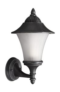 Split Wall Lamp 1 Light E27 IP44 Exterior Aluminium Brushed Black & Silver/Glass