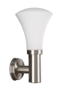 Bright Light Wall Lamp 1 Light E27 IP44 Exterior Stainless Steel/Glass