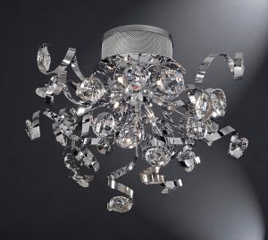 Kurlz 52cm Ceiling 9 Light G4 Polished Chrome/Crystal, NOT LED/CFL Compatible