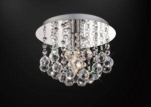 Acton Flush Ceiling 1 Light E14, 25cm Round, Polished Chrome/Sphere Crystal