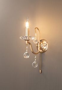 Bianco Wall Lamp Switched 1 Light E14 French Gold/Crystal