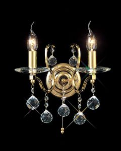 Zinta Wall Lamp Switched 2 Light E14 French Gold/Crystal