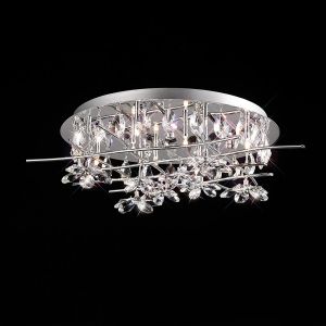 Aviance 58cm Flush Ceiling 8 Light G4 Polished Chrome/Crystal, NOT LED/CFL Compatible