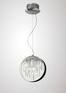 Geo Pendant With Black Shade 7 Light G4 Polished Chrome/Crystal, NOT LED/CFL Compatible