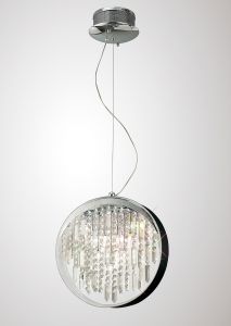 Geo Pendant With Black Shade 9 Light G4 Polished Chrome/Crystal, NOT LED/CFL Compatible