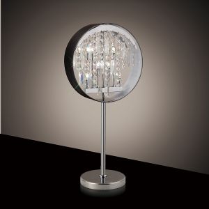 Geo Table Lamp With Black Shade 7 Light G4 Polished Chrome/Crystal, NOT LED/CFL Compatible
