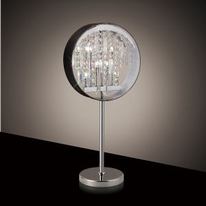 Geo Crystal Table Lamp With Black Shade 7 Light G4 Polished Chrome, NOT LED/CFL Compatible