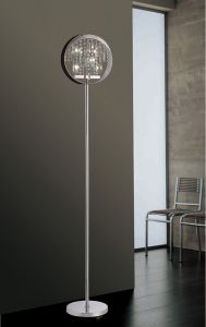 Geo Floor Lamp With Black Shade 9 Light G4 Polished Chrome/Crystal, NOT LED/CFL Compatible
