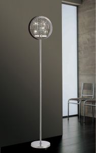 Geo Floor Lamp With Black Shade 9 Light G4 Polished Chrome/Crystal, NOT LED/CFL Compatible