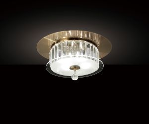 Tosca Flush Ceiling Round 4 Light G9 Antique Brass/Glass/Crystal