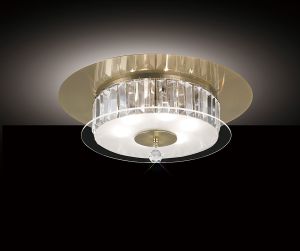 Tosca 45cm Flush Ceiling Round 6 Light G9 Antique Brass/Glass/Crystal