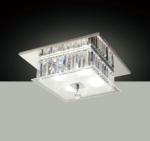 Tosca Flush Ceiling Square 4 Light G9 Polished Chrome/Glass/Crystal