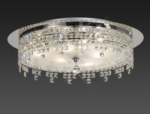 Esta 40cm Flush Ceiling Round 4 Light G9 Polished Chrome/Glass/Crystal