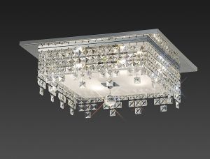 Esta Flush Ceiling Square 4 Light G9 Polished Chrome/Glass/Crystal