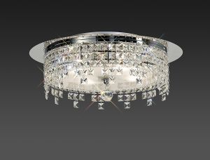 Esta 50cm Flush Ceiling Round 6 Light G9 Polished Chrome/Glass/Crystal