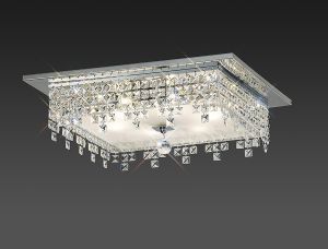 Esta Flush Ceiling Square 6 Light G9 Polished Chrome/Glass/Crystal