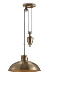 Wellington Pulley System Pendant 1 Light E27 Antique Brass