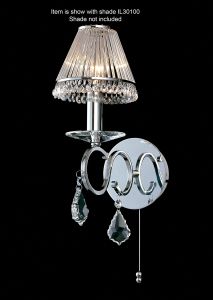 Torino Wall Lamp Switched 1 Light E14 Polished Chrome/Crystal