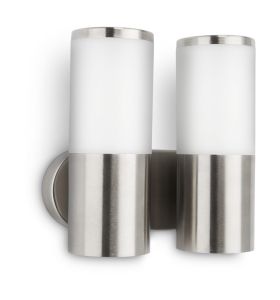 Jrarae Wall Lamp 2 Light E27 IP44 Exterior Stainless Steel/Synthetic