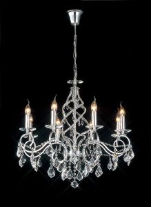 Torino 74cm Pendant 8 Light E14 Polished Chrome/Crystal