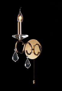 Torino Wall Lamp Switched 1 Light E14 French Gold/Crystal