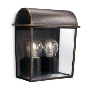 Harvest Wall Lamp 2 Light E27 IP44 Exterior Black & Antique Gold Aluminium/Synthetic