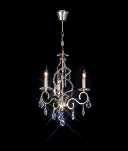 Torino 46cm Pendant 3 Light E14 French Gold/Crystal