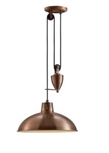 Wellington Pulley System Pendant 1 Light E27 Antique Copper