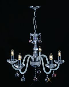 Amora 60cm Pendant 5 Light E14 Polished Chrome/Crystal