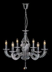 Santo 66cm Pendant 6 Light E14 Polished Chrome/Crystal