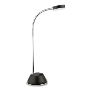 Tobias Table Lamp 1 Light 3W LED 3000K, 300lm, Matt Black/Frosted Acrylic/Polished Chrome, 3yrs Warranty
