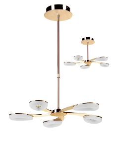 Juno Telescopic 5 Light 30W LED 3000K, 2700lm, Satin Gold/Frosted Acrylic/Gold, 3yrs Warranty