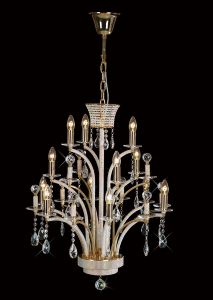 Orlando 65cm Pendant 12 Light E14 French Gold/Crystal, (ITEM REQUIRES CONSTRUCTION/CONNECTION)