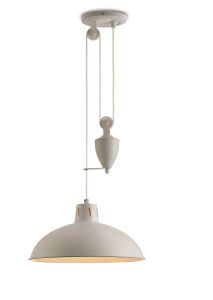 Wellington Pulley System Pendant 1 Light E27 Matt White