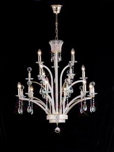Orlando 80cm Pendant Large 12 Light E14 French Gold/Crystal, (ITEM REQUIRES CONSTRUCTION/CONNECTION) Item Weight: 16kg