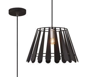 Somerset Pendant 1 Light E27 Black/Polished Chrome