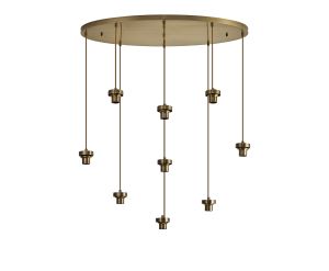 Zenth Antique Brass 9 Light E27 Oval Multiple Pendant (FRAME ONLY)