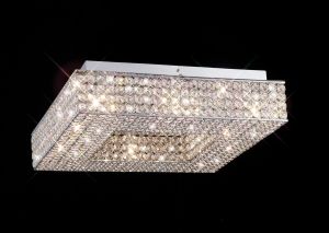 Piazza Flush Ceiling Square 8 Light G9 Polished Chrome/Crystal