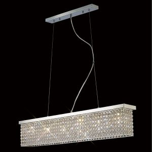 Piazza Pendant Linear 6 Light G9 Polished Chrome/Crystal